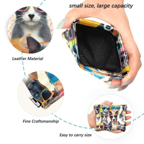 Cool Cats Dogs Coin Purse Leather Pouch Change Purse, Squeeze Coin Pouch for Cards, Keys & Lipsticks, Unisex2
