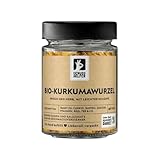 Bremer Gewürzhandel Kurkumawurzel BIO, geschnitten, ideal für Kurkumatee, Gewürz zum Braten und für Soßen, 95g im Glas