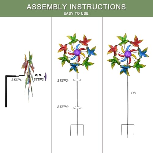 Image of Wind Spinners Outdoor Hummingbird for Mom, Birthday Gifts for Women, 39 inch Metal Stake Wind Sculpture Yard Art for Garden Decor for Outside, Patio,Lawn