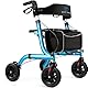 Safe Age Rollator faltbar und leicht mit Sitz - Gehhilfe für Senioren, Rollator für die Wohnung Indoor & Outdoor - mit Rückenlehne und Gehstockhalter