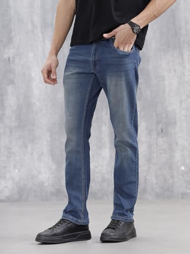Image of WROGN Men's Cotton Stretch Jeans | Solid | Slim Fit