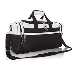 DALIX 17" Blank Duffle Bag Duffel Bag Travel Size Sports Durable Gym Bag (White)