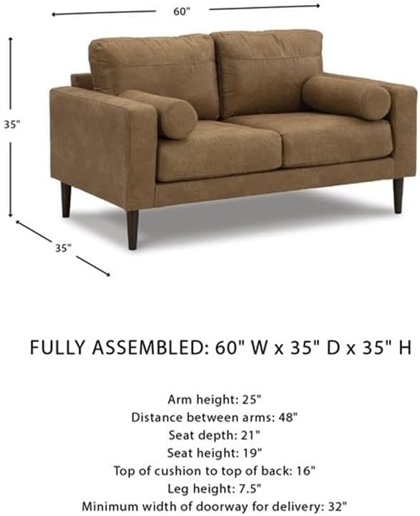 BOWERY HILL 2-Piece Living Room Set of Caramel Faux Leather Sofa & Loveseat