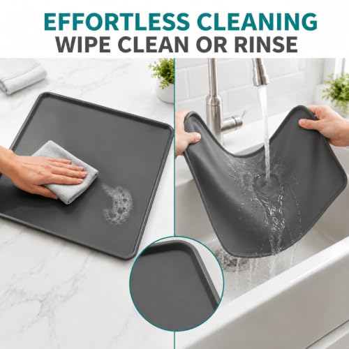 Washing Machine Drain Pan, 32 x 30 Inch Large Silicone Mat, Washer Anti Vibration Pads, Non-slip Waterproof Washer Drip Tray Protects Floors Under Refrigerators, Air Fryers, and Coffee Machines. by Xiwrdok - Used condition - Image 8