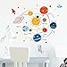 Planètes dans l'espace Stickers Muraux Autocollant Mural Fusée Étoiles Décoration Murale Chambre Enfant Bébé Garçon Salon