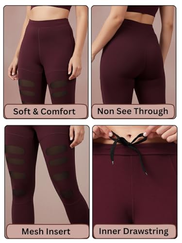 Image of BLINKIN Women's Sports Tights & Leggings with Mesh Insert : Ideal Gym Wear for Woman Active Wear, Yoga & Fitness - The Ultimate Gym Pants for Women Workout (5001)