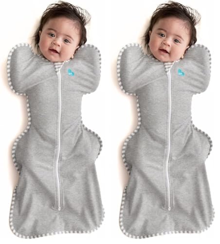 Image of Love to Dream Swaddle UP, Gray, Newborn, 5-8.5 lbs., Dramatically Better Sleep, Allow Baby to Sleep in Their Preferred arms up Position for self-Soothing, snug fit Calms Startle Reflex (Pack of 2)