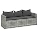 Mengtu 3-Sitzer-Gartensofa aus PE-Rattan, grau, mit anthrazit Kissen, 176x64x60,5 cm - für entspanntes Beisammensein im Freien Terrassensofas, Gartenmöbel 362328