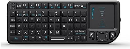 Rii 2.4G Mini Wireless Keyboard with Touchpad,Laser Pointer with Remote Control,Backlit Portable Keyboard Controller with USB Receiver for Windows/Mac/Android/PC/Tablets/TV/Xbox/PS3. V3-Black