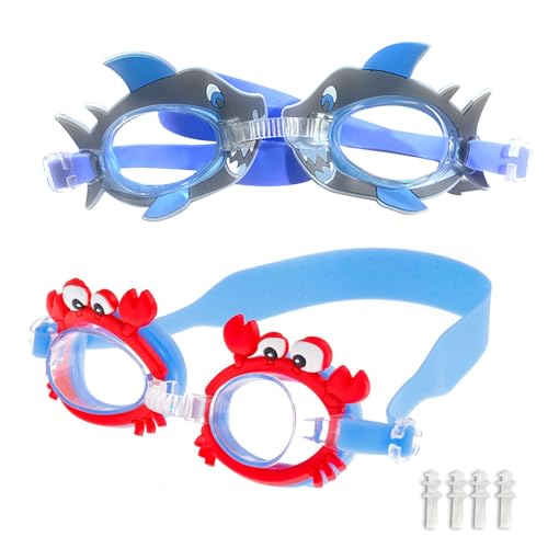 KASESSS Lunette de Piscine Enfant Anti-Buée Sangle Réglable Garçon & Fille 2 Pièces Sans Fuite