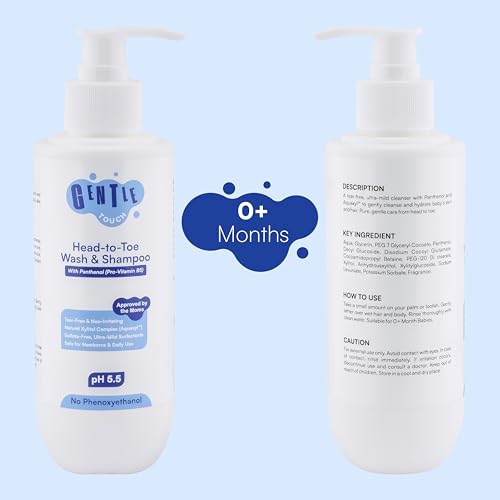 Image of Gentle Touch Baby Head-to-Toe Wash & Shampoo 200ml | pH 5.5 Tear-Free Sulfate-Free Cleanser for Delicate Baby Skin & Hair | With Aquaxyl, Panthenol & Glycerin | Gentle Daily Bath Care for Newborns, Babies & Kids