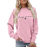 Generisch Sudadera para mujer con texto 'Dog Mom' – Sudadera informal para mamas de perros | Camiseta de manga larga con estampado minimalista de huellas, Style_k04 Rosa, XXL