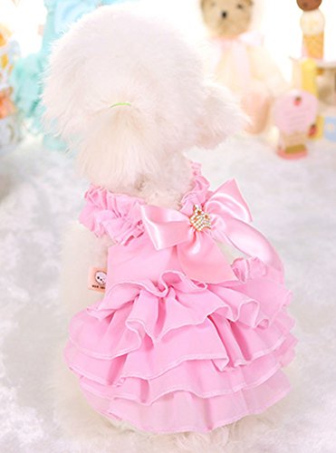 Marupet Fashion Sweet Puppy Dog Love Printed Princess Skirt Pet Dog Pleated Camisole Tutu Dress Pink S #TOP2