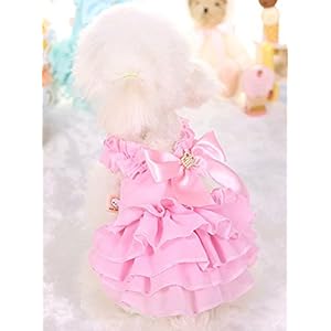 Fashion sweet puppy dog love printed princess skirt pet dog pleated camisole tutu dress pink m  urban country home decor
