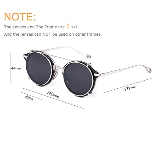 Dollger Steampunk Sunglasses Flip Up Vintage Round Designer Weird Sunglass Mirror Lens(Black Lens+Silver Frame) steampunk buy now online Dollger Steampunk Sunglasses Flip Up Vintage Round Designer Weird Sunglass Mirror Lens(Black Lens+Silver Frame) steampunk buy now online