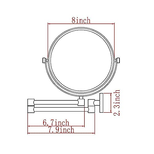 Miroir de maquillage mural extensible 3X avec double face ronde de 8 pouces