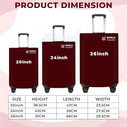 Image of Kraptick Non-Woven Luggage Cover - Waterproof, Dustproof, and Stretchable Luggage Protector Cover, Durable Non-Woven Luggage Case for Trolley (Red- 20 Inch, 24 Inch, 28 Inch) Combo of 3