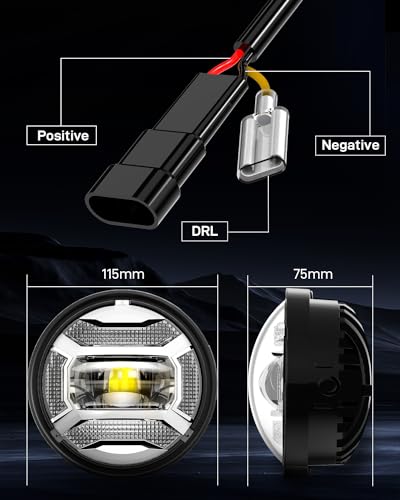 Image of LX-LIGHT DOT Chrome 60W 4.5 Inch LED Passing Light with DRL LED Fog Lamps for Motorcycles Auxiliary Light Bulb Motorcycle Projector Driving Lamp