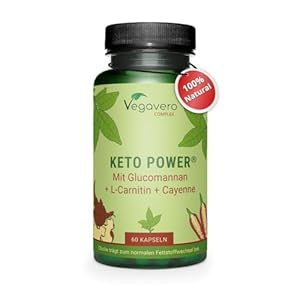Vegavero Keto Diet Supplement | with Glucomannan, Apple Cider Vinegar, Cayenne Pepper, Chromium Picolinate & Choline Bitartrate | 60 Keto-Capsules | NO Additives | Vegan