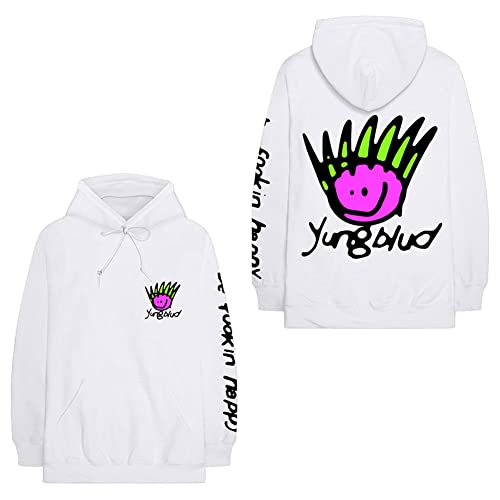 Sweat-shirt à capuche Yungblud Be Grunge Face Logo blanc taille XL pour fan