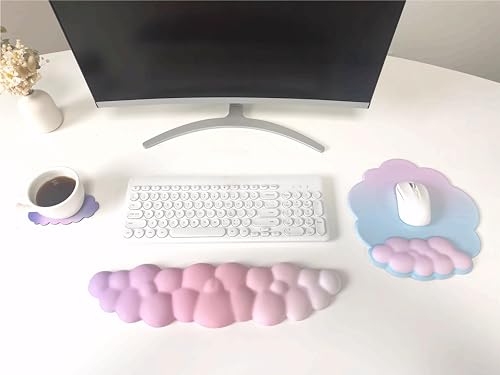 Mouse Pad with Wrist Rest -Desk Decoration-WENPIC- Ergonomic Cloud Wrist Rest - Soft and Flexible, Non-Slip - Can Relieve Long-Term Office Wrist Pain - Ideal for Office, Computer, Laptop (A)
