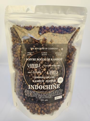 Organic Kampot Pepper - Rare Cambodian Peppercorns Red 4 Ounce