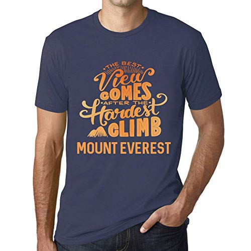 Herr t-shirt män vintage t-shirt bästa vyer berg fäste everest mörkblå, Mörkblå, S