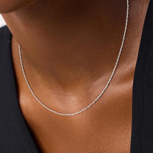 Goldegg Silver Necklace for Women, 1.2mm 925 Sterling Silver Cable Chain Diamond Cut Silver Chain Necklace for Women Wife Girlfriend Mom(16 Inches) by Goldegg - Image 4