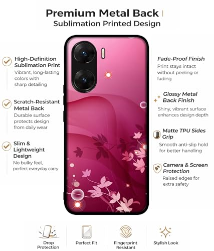 Image of Pink Abstract Design Premium 2D Printed Metal Back Case Cover for Vivo V29E 5G