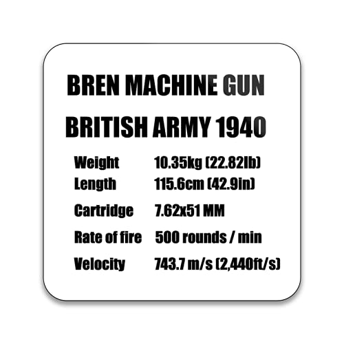 Gift Insanity Bren Machine Gun Specification 55mm x 55mm Square Fridge Magnet