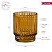 Kate Aspen Vintage Glass Tealight & Amber Votive Candle Holders (Set of 6) Rustic Fluted Candle Holder Set, Boho Home Decor, Wedding Table Centerpieces, Farmhouse Kitchen Table Decor