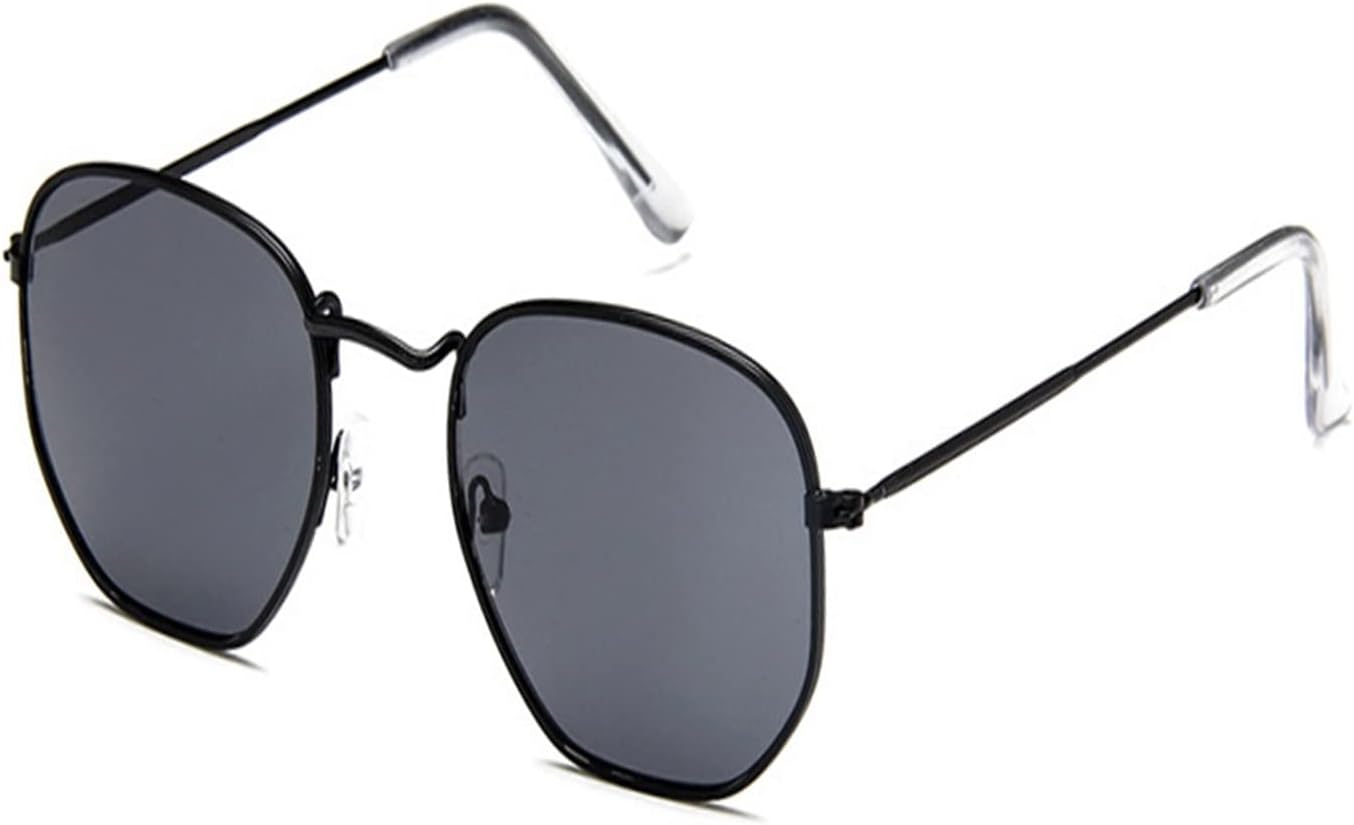 Hexagonal flat lens sunglasses designer New vintage women's mirror driving sunglasses