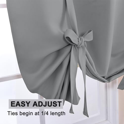 Pony Dance PDUSBLKGMTU1-4663C28 Decorative Window Curtains - Thermal Kitchen Blackout Shades For Christmas Home Decor Energy Saving Tie Up Valance Balloon Shade Grommet Top thumb #3