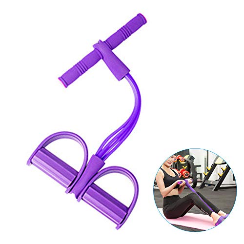 DoGeek Corde Tension Multifonctionnelle 4 Tubes Réglable pour Sit Up Training Formation à Domicile, Fitness, Yoga, Pilates (Violet)