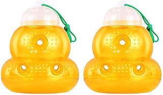 Wuhostam Plastic Wasp Trap for Hornet Bees Yellow Jackets, 2 Pack,Reusable Hanging Outdoor