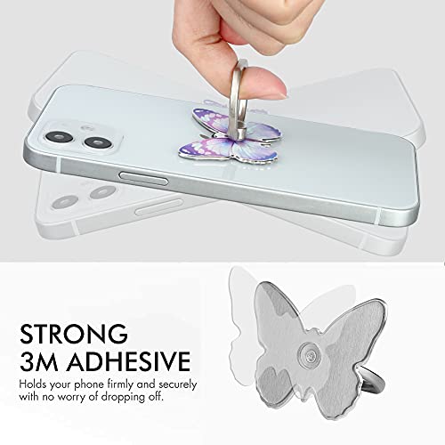 Lsl Cute Butterfly Cell Phone Ring Holder 360°Rotation Metal Finger Stand Kickstand Universal Compatible With Iphone Samsung Galaxy Lg Google Pixel Ipad Three Pack Pink Blue Purple Pretty Butterfly #TOP5