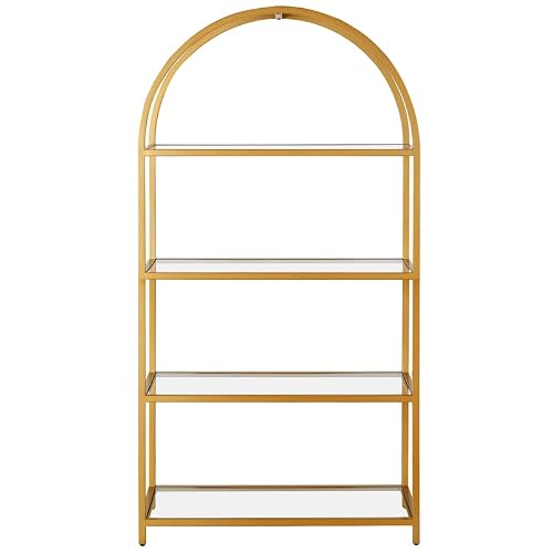 Garrett 62'' Tall Rectangular Bookcase In Brass #TOP3
