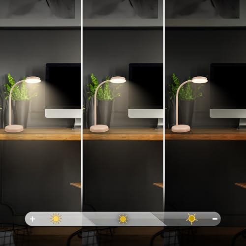BRILONER - LED Schreibtischlampe mit Touch, dimmbar in Stufen, schwenkbar, Tischlampe, Lampe, Nachttischlampe, Tischleuchte, Home Office, Bürolampe, Leselicht, 32,5x13x40 cm, Beige