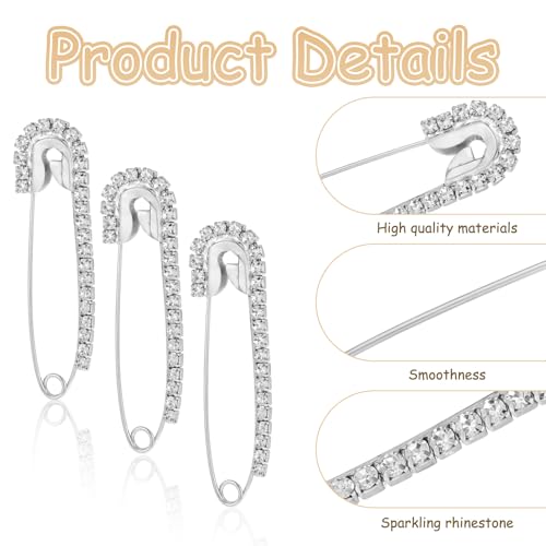 12 Pcs Rhinestone Pins, Safety Pin Brooch Sweater Shawl Pins for Skirts, Sweaters, Scarves, Lapel Hats, Suit Jackets, Accessories