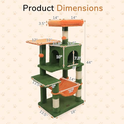 DORTALA Árbol para Gatos 44" Torre Moderna para Interior miniatura 6