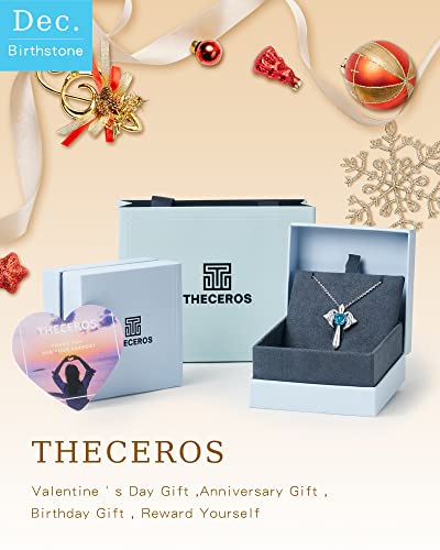 Theceros Sterling Silver Cross Necklace For Women, Angel Wings 18K Gold Plated Birthstone Necklaces, Personalized Jewelry Gift For Women Wife Girlfriend Her #TOP6