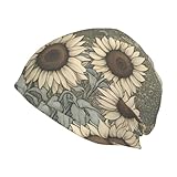XULLZH Sombrero de punto con estampado de girasoles y manzanilla, elástico, para exteriores, viajes, casual, para adultos, color negro, talla única, Negro, talla única