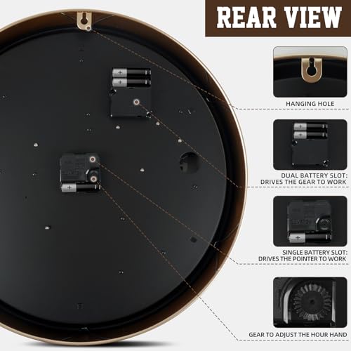 Image of Moving Gear Wall Clock - 18 inch Large Industrial Steampunk Decorative Clock