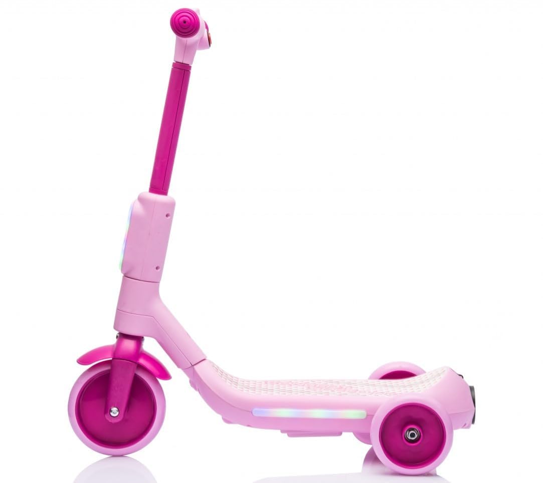 Monopattino Elettrico per Bambini 2 in 1 con Luci LED Giocattolo a Batteria 6V e a Spinta 3 Ruote Portata 30 kg (Rosa)