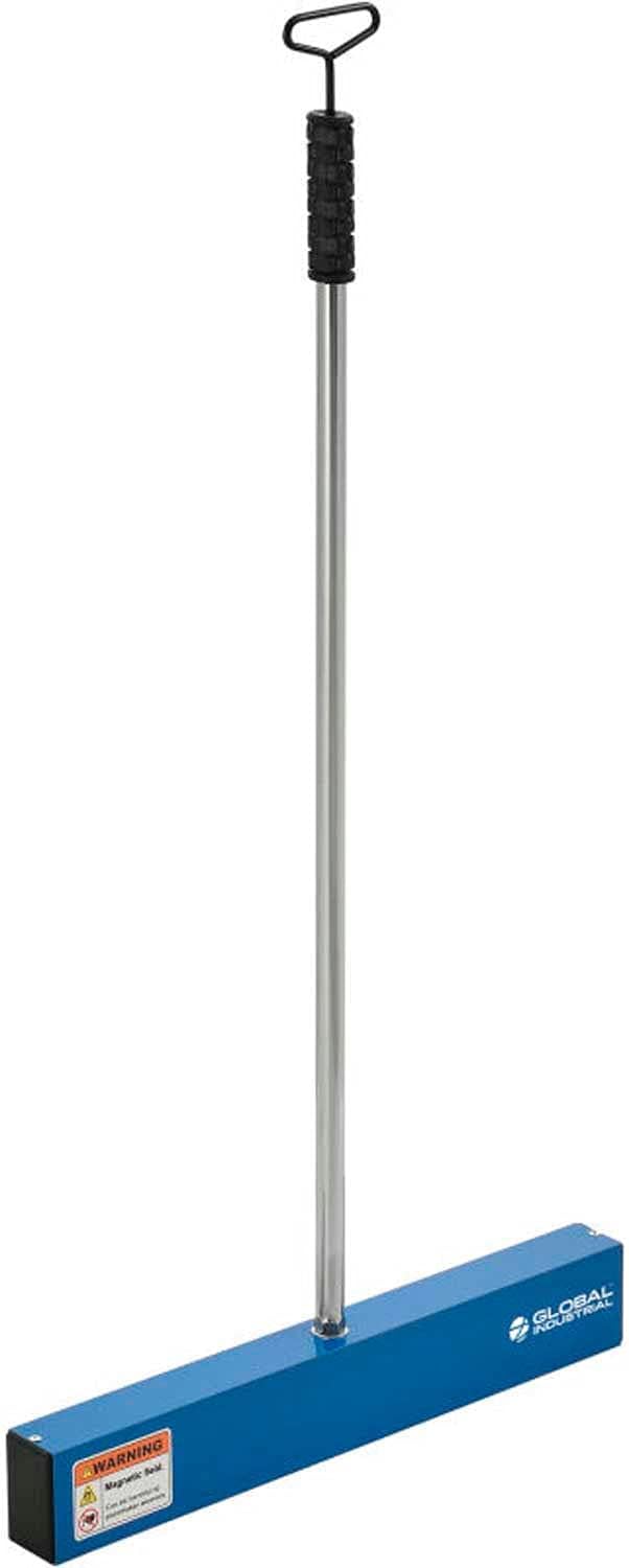 Global Industrial Magnetic Nail Sweeper With Load Release Handle, 11" Cleaning Width, 20 LBs Lifting Power, Easy-to-Use Medium-Duty Magnetic Sweeper, 36-7/8"H