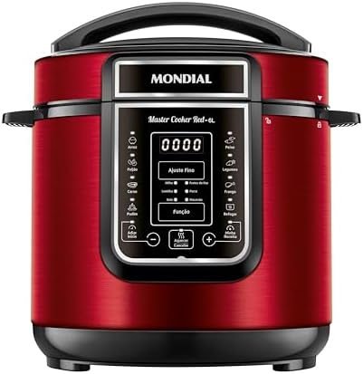 MONDIAL Panela de Pressão Elétrica Digital 6L, Vermelho/Inox, 100...