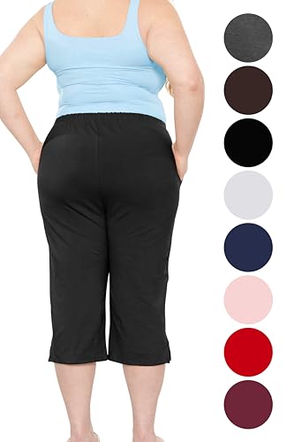 STRETCH IS COMFORT Women’s and Plus Size Cotton Straight Leg Cropped Pants with Pockets | Soft and Casual | S-5XL3