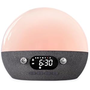 Sound Machine, Sunrise Alarm Clock w/Bluetooth Speaker, White Noise for Sleep, Wake up Light Alarm Clocks for Bedrooms, Heavy Sleeper, Dimmable Night Lights Sunset Lamp, for Baby Kids Adults