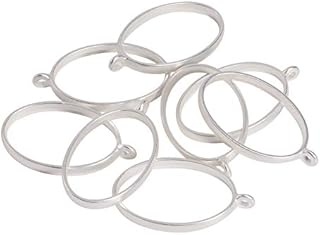 PandaHall 10pcs Hollow Alloy Oval Open Back Bezel Pendants For DIY Resin Jewellery Making, Matte Silver