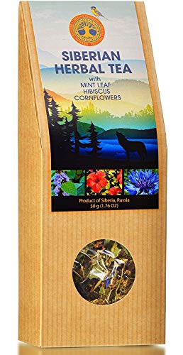 Miniatura 3 de Té de hojas sueltas de hierbas siberianas con hoja de menta, hibisco, acianos (1.76 onzas)
